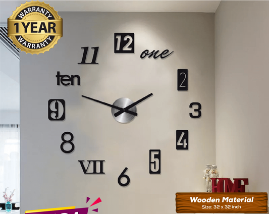 WOODEN DIY CLOCK WITH 12 INCHES NEEDLES