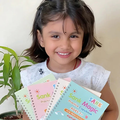 Kids Magic Practice Book Set of 4-Kids learning for Home and school with 10 refill pens