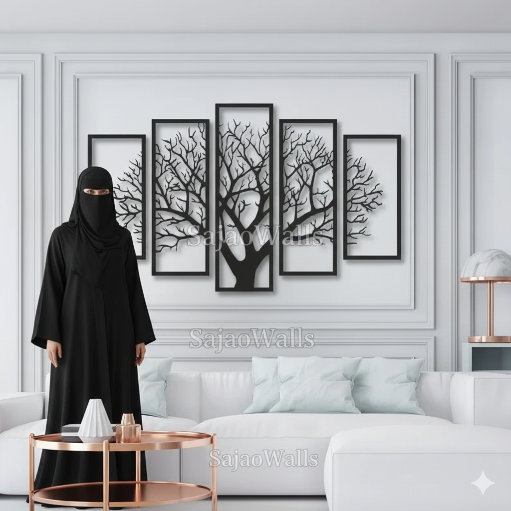 Five Frames Tree 3D art Decor for Walls