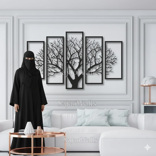 Five Frames Tree 3D art Decor for Walls