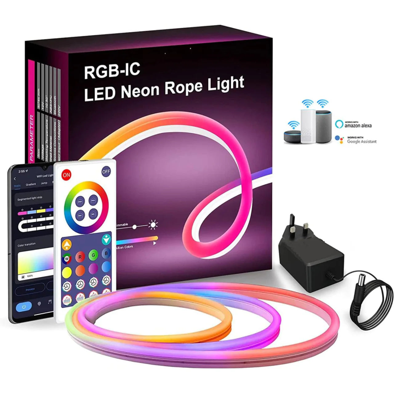 5-Meter Multicolor LED Neon Light – Remote & Mobile Control for Customizable Decor