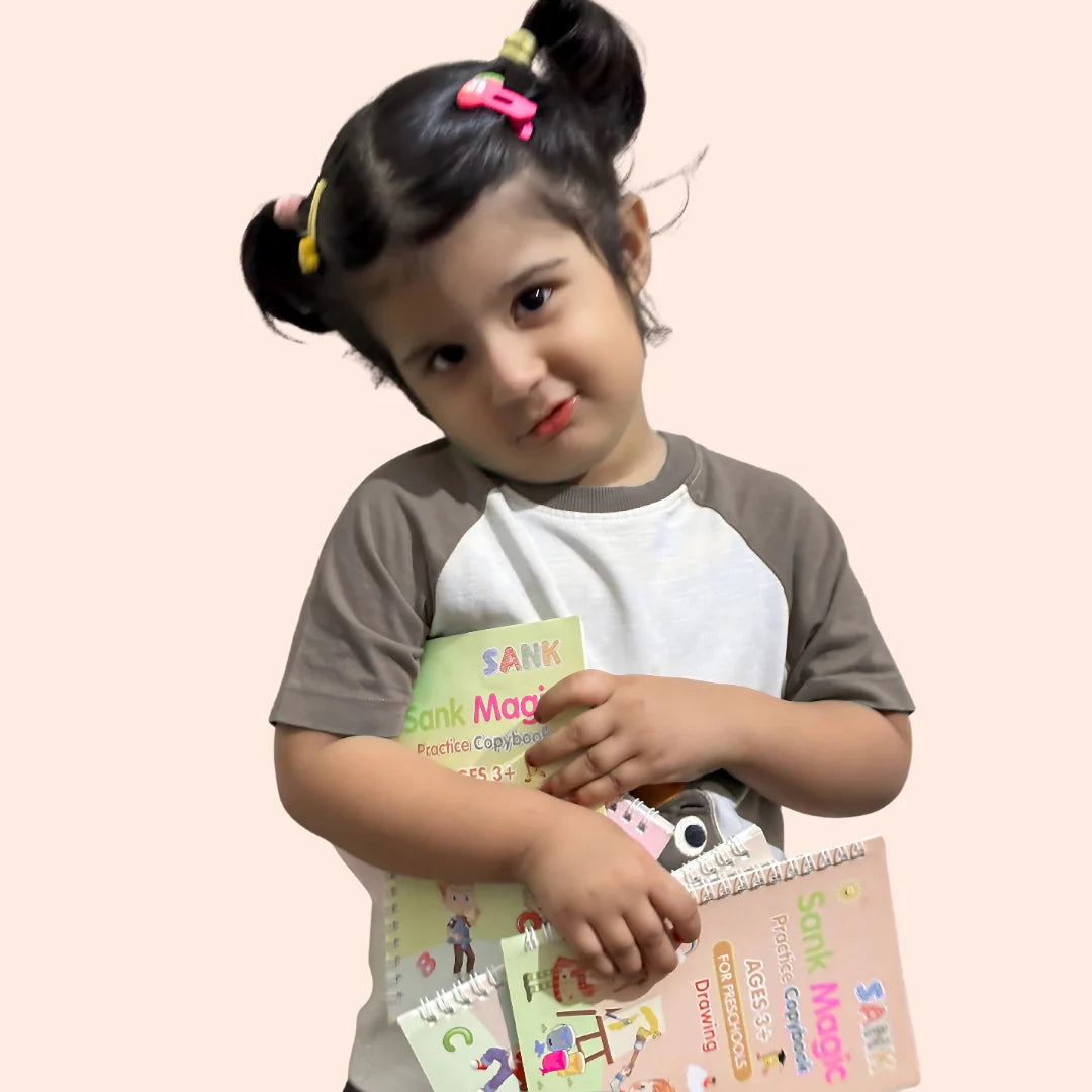 Kids Magic Practice Book Set of 4-Kids learning for Home and school with 10 refill pens