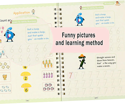 Kids Magic Practice Book Set of 4-Kids learning for Home and school with 10 refill pens